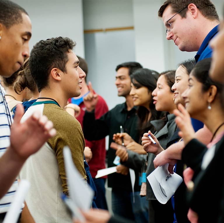 students participate in group facilitation in the classroom